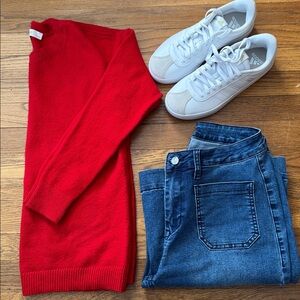 🍎 Loft bright red crewneck sweater. Size SP.